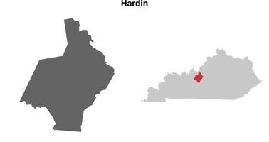 Hardin County, Kentucky blank outline map set vector