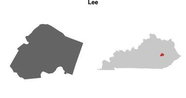 Lee County, Kentucky blank outline map set vector