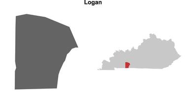 Logan County, Kentucky blank outline map set vector