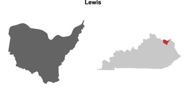 Lewis County, Kentucky blank outline map set vector