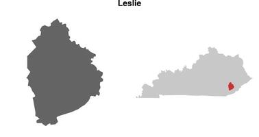 Leslie County, Kentucky blank outline map set vector