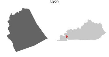 Lyon County, Kentucky blank outline map set vector