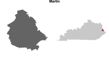 Martin County, Kentucky blank outline map set vector