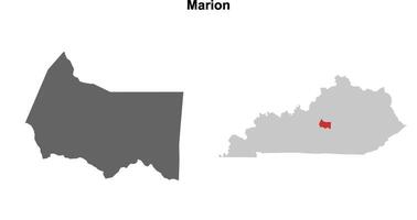 Marion County, Kentucky blank outline map set vector