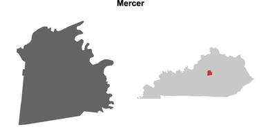 Mercer County, Kentucky blank outline map set vector