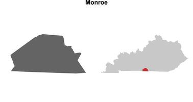 Monroe County, Kentucky blank outline map set vector