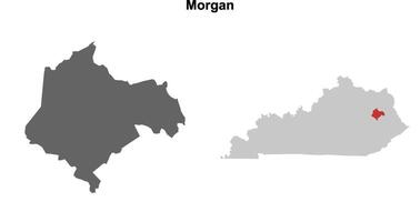Morgan County, Kentucky blank outline map set vector