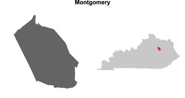 Montgomery County, Kentucky blank outline map set vector