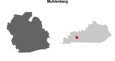 Muhlenberg County, Kentucky blank outline map set vector