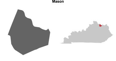 Mason County, Kentucky blank outline map set vector
