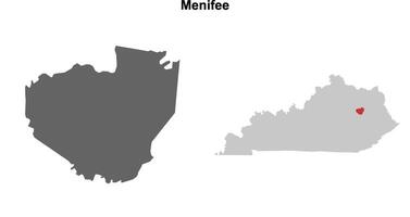 Menifee County, Kentucky blank outline map set vector