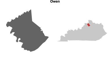 Owen County, Kentucky blank outline map set vector
