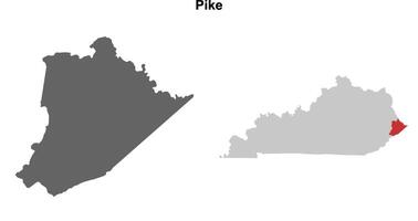 Pike County, Kentucky blank outline map set vector