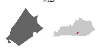 Russell County, Kentucky blank outline map set vector