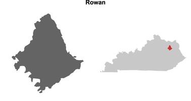 Rowan County, Kentucky blank outline map set vector