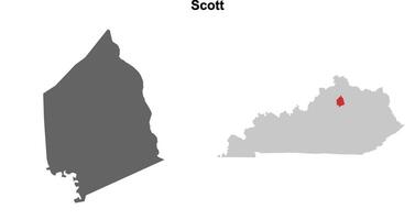 Scott County, Kentucky blank outline map set vector