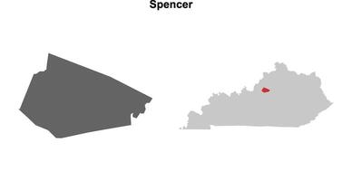 Spencer County, Kentucky blank outline map set vector