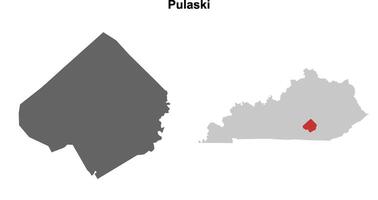 Pulaski County, Kentucky blank outline map set vector