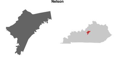 Nelson County, Kentucky blank outline map set vector