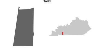 Todd County, Kentucky blank outline map set vector