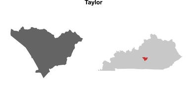 Taylor County, Kentucky blank outline map set vector
