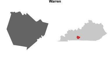 Warren County, Kentucky blank outline map set vector