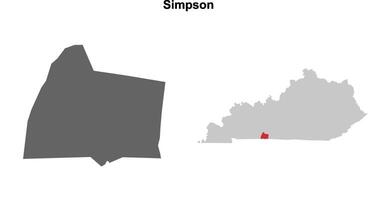 Simpson County, Kentucky blank outline map set vector