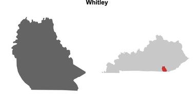Whitley County, Kentucky blank outline map set vector