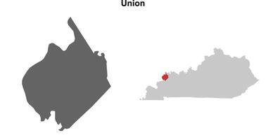 Union County, Kentucky blank outline map set vector