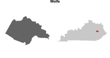 Wolfe County, Kentucky blank outline map set vector