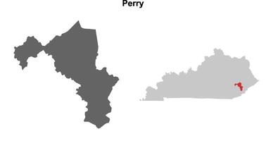 Perry County, Kentucky blank outline map set vector