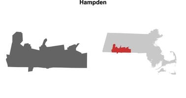 Hampden County, Massachusetts blank outline map set vector