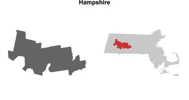 Hampshire County, Massachusetts blank outline map set vector