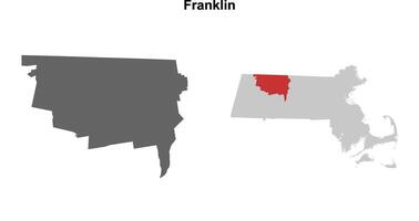 Franklin County, Massachusetts blank outline map set vector