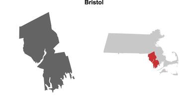 Bristol County, Massachusetts blank outline map set vector