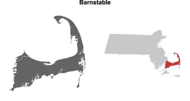 Barnstable County, Massachusetts blank outline map set vector