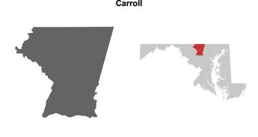Carroll County, Maryland blank outline map set vector