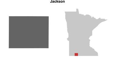Jackson County, Minnesota blank outline map set vector