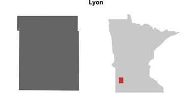 Lyon County, Minnesota blank outline map set vector