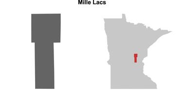 Mille Lacs County, Minnesota blank outline map set vector