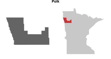 Polk County, Minnesota blank outline map set vector