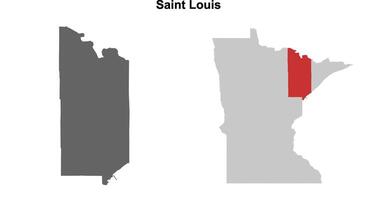 Saint Louis County, Minnesota blank outline map set vector