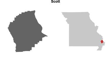 Scott County, Missouri blank outline map set vector