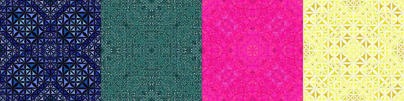 Seamless geometrical kaleidoscopic pattern set vector