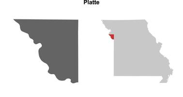 Platte County, Missouri blank outline map set vector