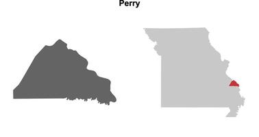 Perry County, Missouri blank outline map set vector