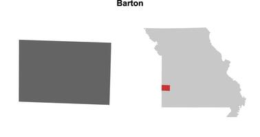 Barton County, Missouri blank outline map set vector