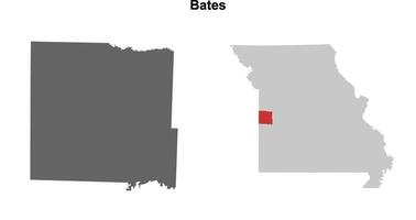 Bates County, Missouri blank outline map set vector