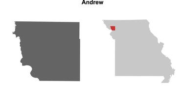 Andrew County, Missouri blank outline map set vector