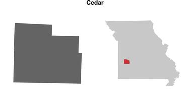 Cedar County, Missouri blank outline map set vector